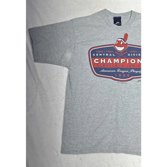 Vintage Cleveland Indians 1999 Pro Player Gray Shirt MLB Size Large Chief Wahoo - Picture 2 of 8
